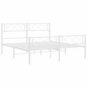 Kovový rám postele s hlavovým a nožním čelem bílý 120 x 200 cm - obrázek 5