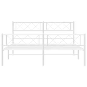 Kovový rám postele s hlavovým a nožním čelem bílý 135 x 190 cm - obrázek 5