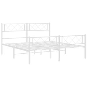 Kovový rám postele s hlavovým a nožním čelem bílý 135 x 190 cm - obrázek 6