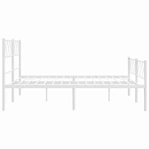 Kovový rám postele s hlavovým a nožním čelem bílý 135 x 190 cm - obrázek 7