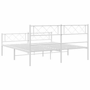Kovový rám postele s hlavovým a nožním čelem bílý 135 x 190 cm - obrázek 8