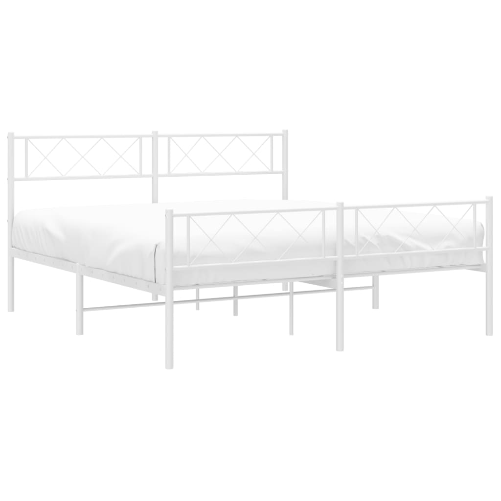 vidaXL Bedframe met hoofd- en voeteneinde metaal wit 140x190 cm afbeelding