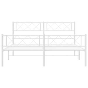 Kovový rám postele s hlavovým a nožním čelem bílý 140 x 190 cm - obrázek 4