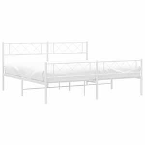 Kovový rám postele s hlavovým a nožním čelem bílý 180 x 200 cm - obrázek 3