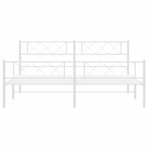 Kovový rám postele s hlavovým a nožním čelem bílý 180 x 200 cm - obrázek 4