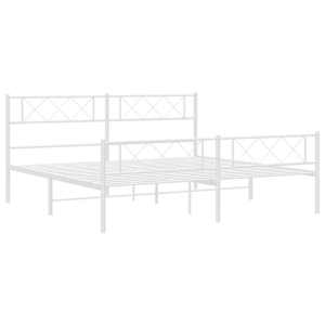 Kovový rám postele s hlavovým a nožním čelem bílý 180 x 200 cm - obrázek 5