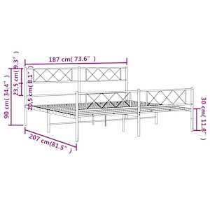 Kovový rám postele s hlavovým a nožním čelem bílý 180 x 200 cm - obrázek 9