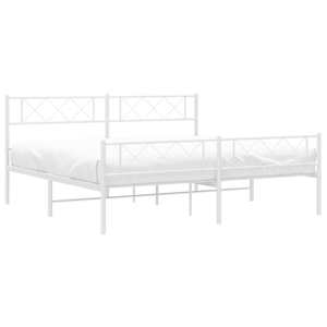 Kovový rám postele s hlavovým a nožním čelem bílý 200 x 200 cm - obrázek 3