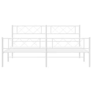 Kovový rám postele s hlavovým a nožním čelem bílý 200 x 200 cm - obrázek 4
