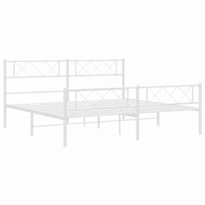 Kovový rám postele s hlavovým a nožním čelem bílý 200 x 200 cm - obrázek 5