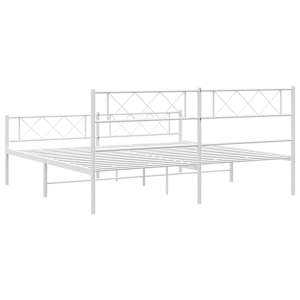 Kovový rám postele s hlavovým a nožním čelem bílý 200 x 200 cm - obrázek 7