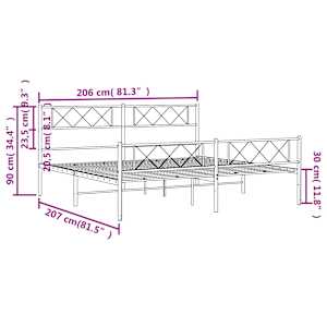 Kovový rám postele s hlavovým a nožním čelem bílý 200 x 200 cm - obrázek 9