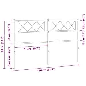 Kovové náhradní čelo postele bílé 150 cm - obrázek 8