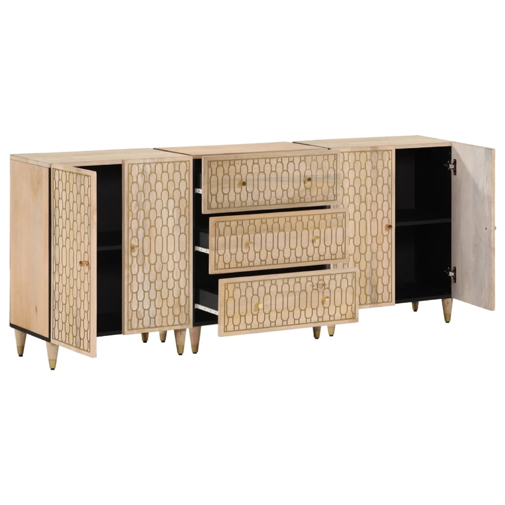vidaXL Bijzetkasten 3 st 60x33x75 cm massief mangohout