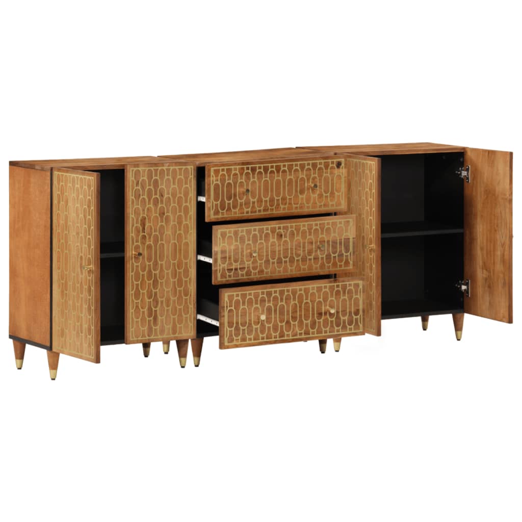 vidaXL Bijzetkasten 3 st 60x33x75 cm massief mangohout