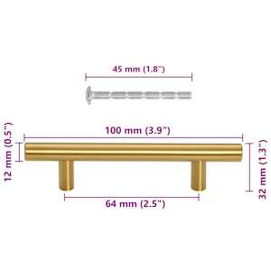 Nábytkové úchytky 10 ks zlaté 64 mm nerezová ocel - obrázek 10