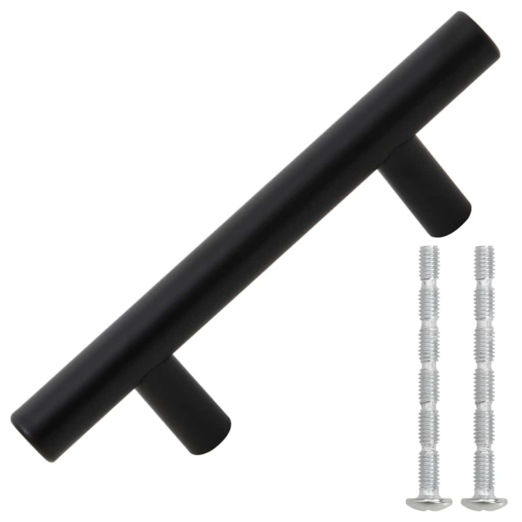 vidaXL 10 db fekete rozsdamentes acél szekrényfogantyú 64 mm