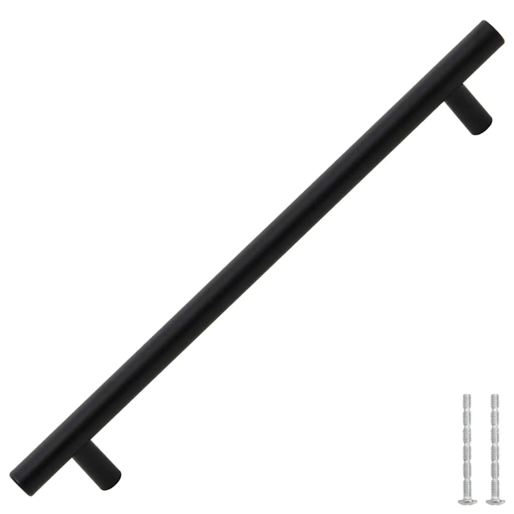 vidaXL 5 db fekete rozsdamentes acél szekrényfogantyú 192 mm