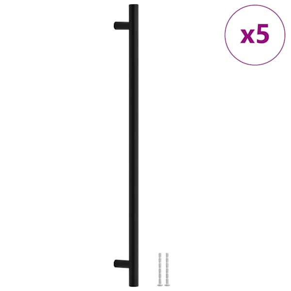 vidaXL kapi k&auml;epidemed 5 tk, must, 480 mm, roostevaba teras