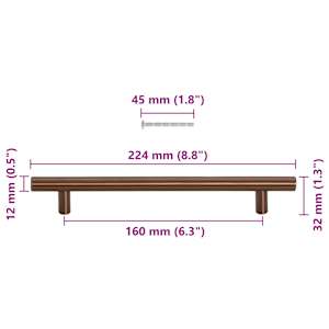 Nábytkové úchytky 10 ks bronzové 160 mm nerezová ocel - obrázek 10