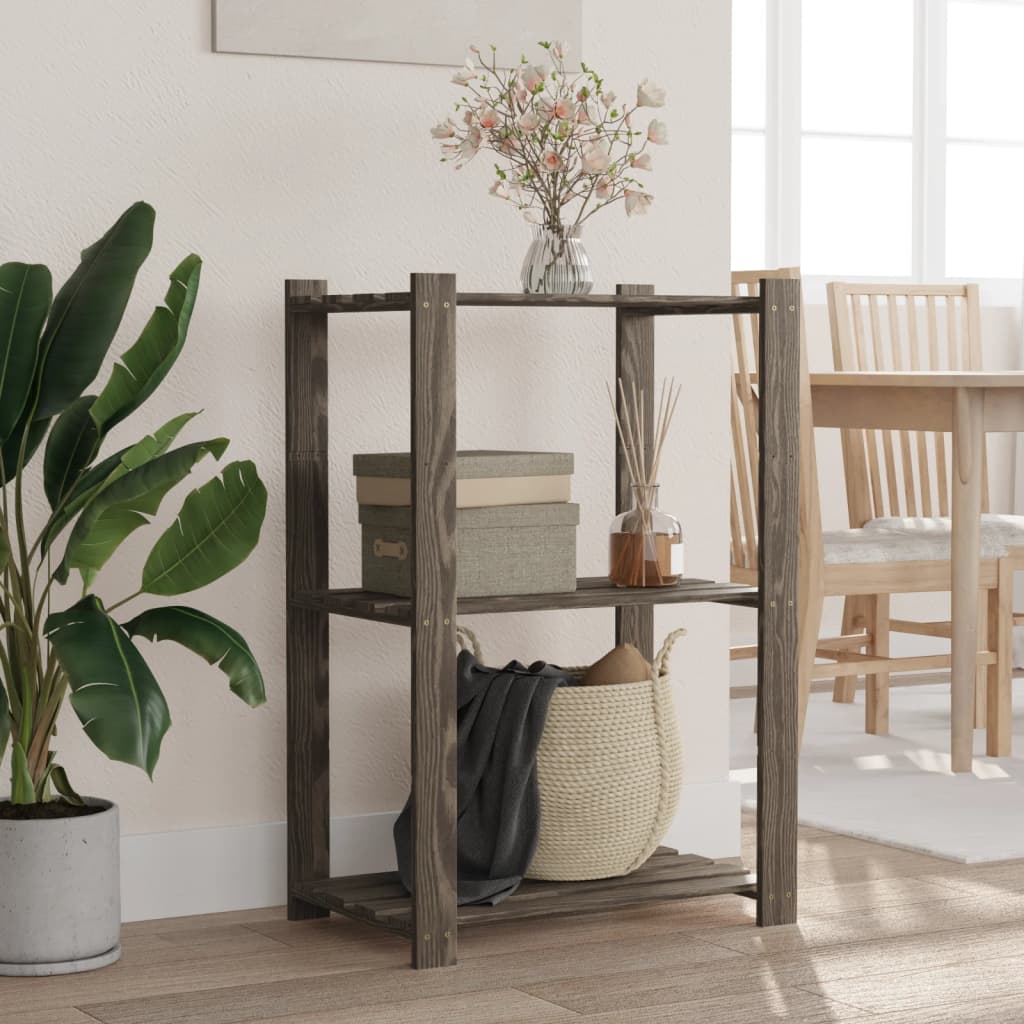 vidaXL Suport de depozitare 3 niveluri gri 60x38x90 cm lemn masiv pin