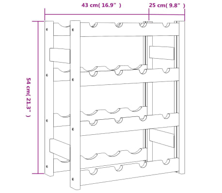 Casier à Vin En Pin Massif VidaXL - Dimensions 58.5x33x60.5 Cm, Porte-bouteilles, Neuf