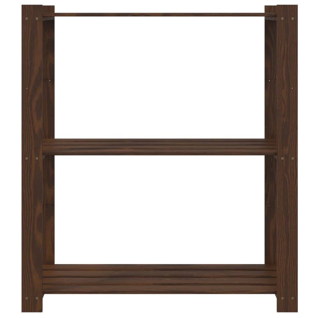 vidaXL 3 szintes barna tömör fenyőfa tárolóállvány 80 x 38 x 90 cm