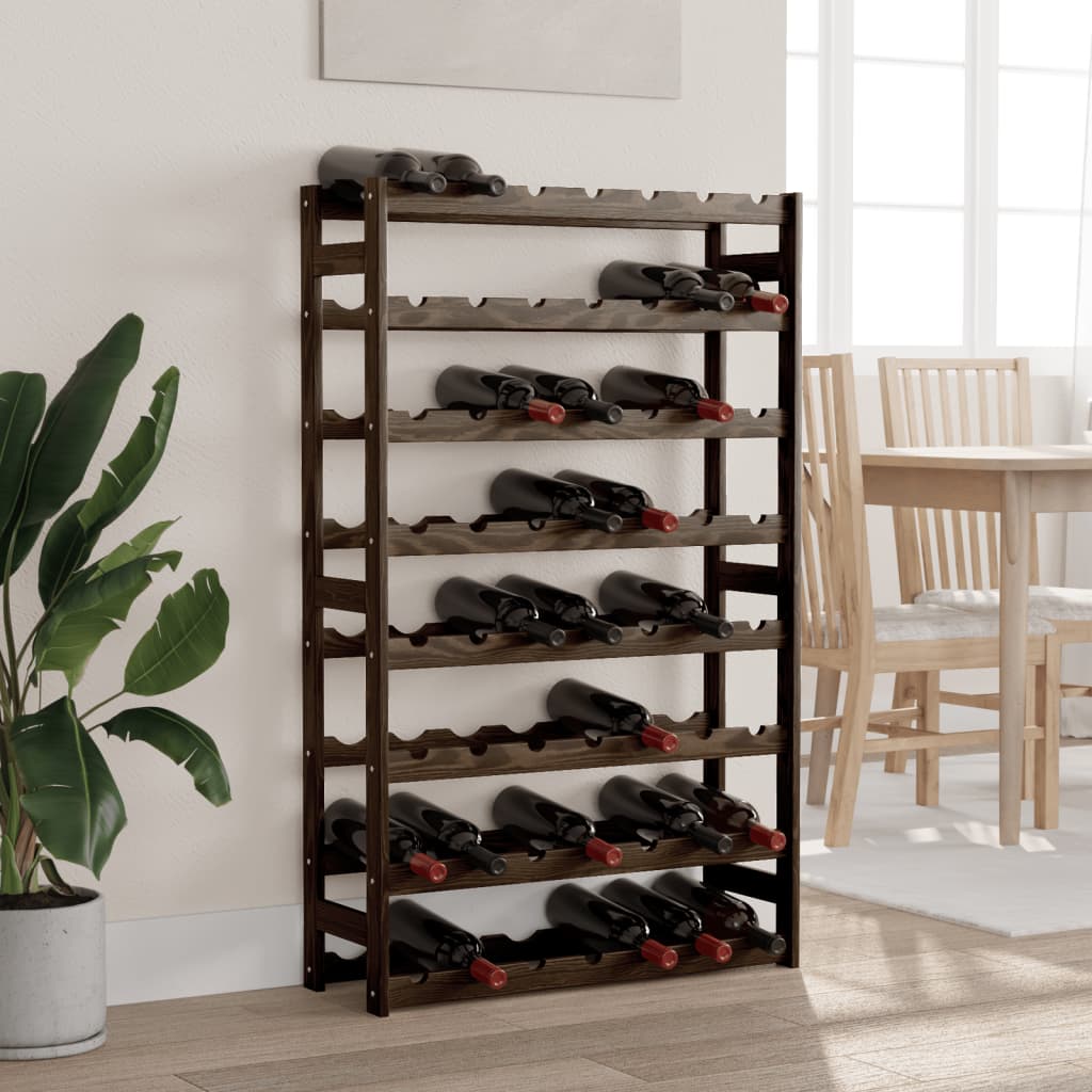 vidaXL Suport sticle de vin, 56 sticle, negru, lemn masiv de pin