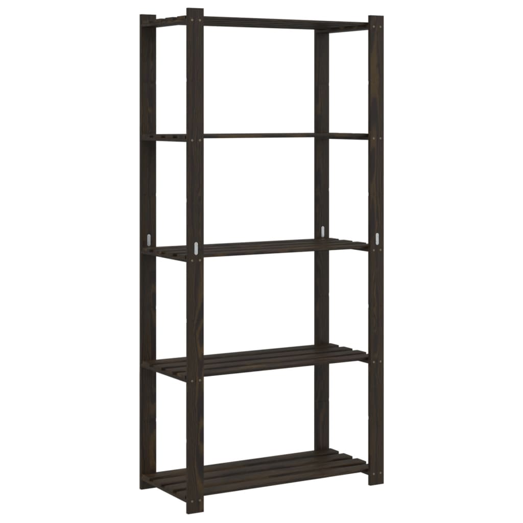vidaXL 5patrový úložný regál černý 80x38x170 cm masivní borové dřevo