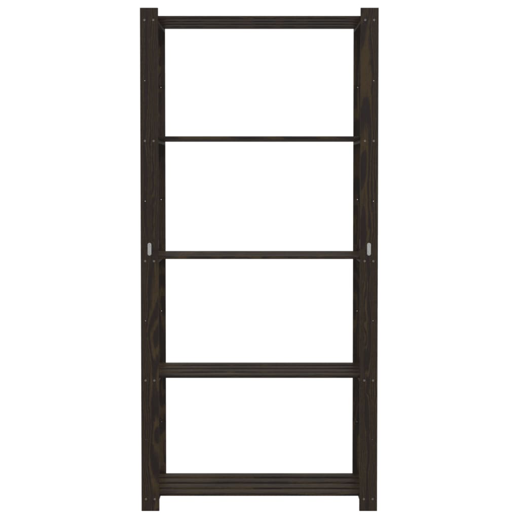 vidaXL 5 szintes fekete tömör fenyőfa tárolóállvány 80x38x170 cm