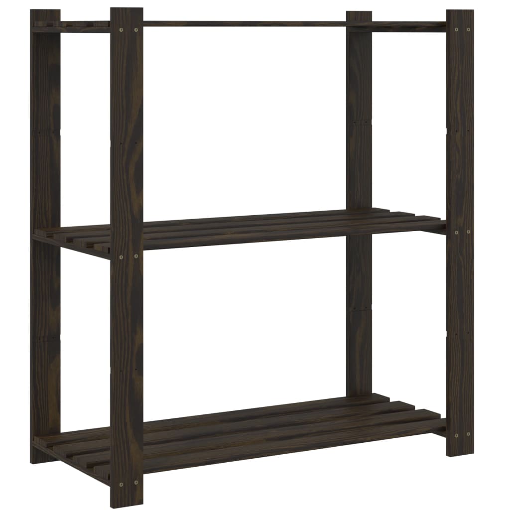 vidaXL 3patrový úložný regál černý 80x38x90 cm masivní borové dřevo