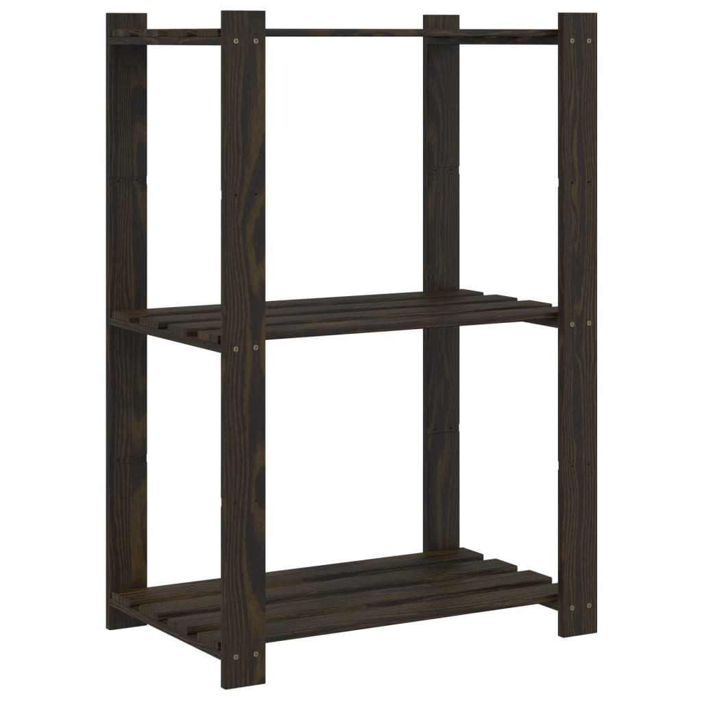 vidaXL 3patrový úložný regál černý 60x38x90 cm masivní borové dřevo