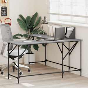 Pisalna miza siva sonoma 149x149x75 cm inženirski les