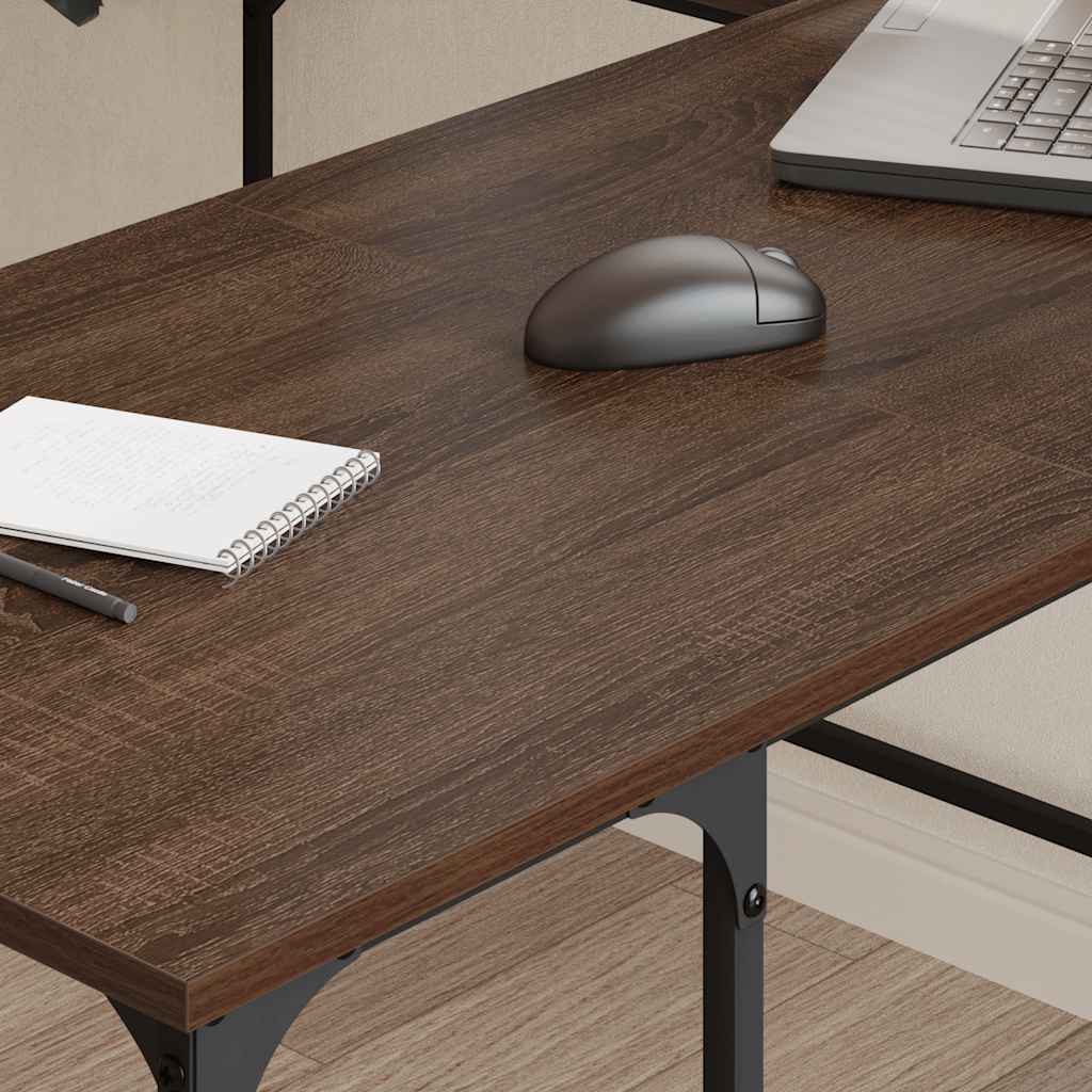 Desk Storage L-shape Computer Study Table with Shelves Engineered Wood vidaXL vi