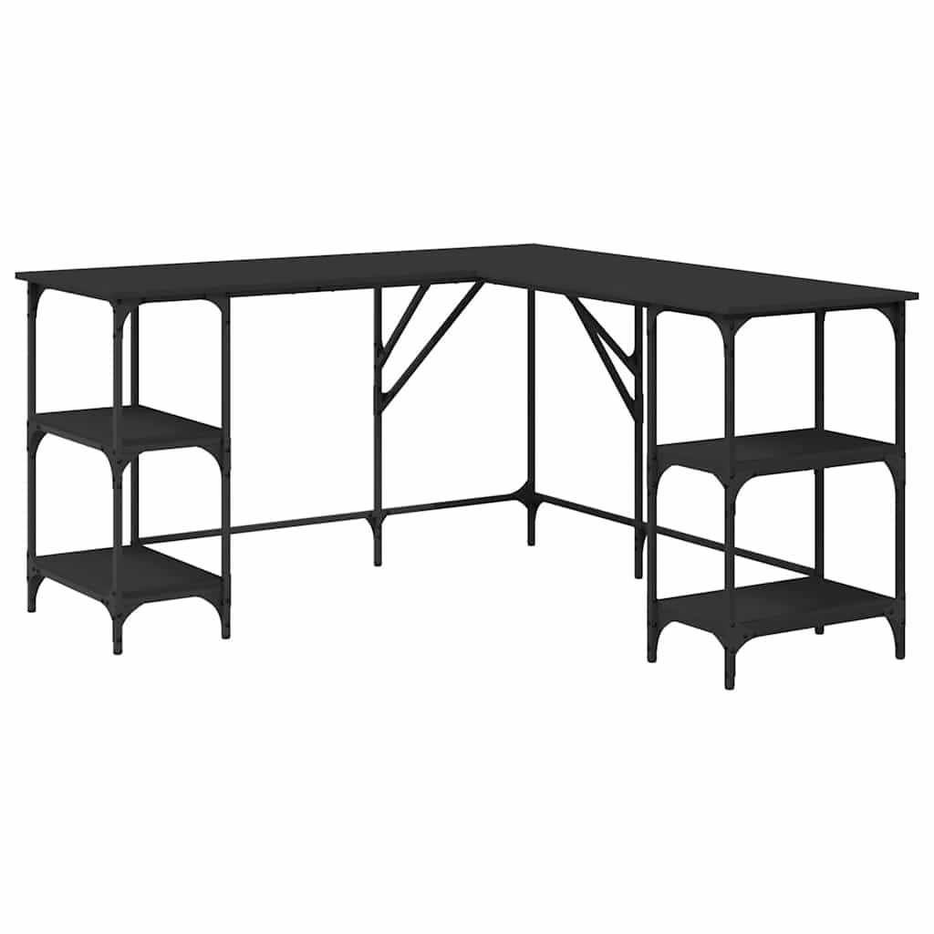 vidaXL Psací stůl černý 139 x 139 x 75 cm kompozitní dřevo