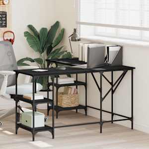 Pisalna miza črna 139x139x75 cm inženirski les