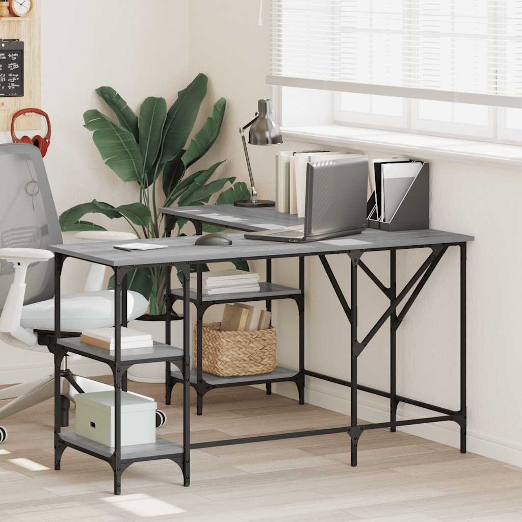 vidaXL Birou, gri sonoma, 139x139x75 cm, lemn prelucrat