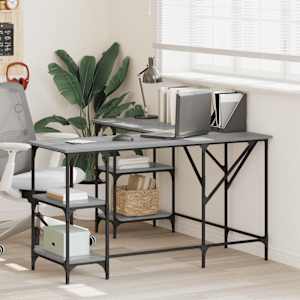 Pisalna miza siva sonoma 139x139x75 cm inženirski les