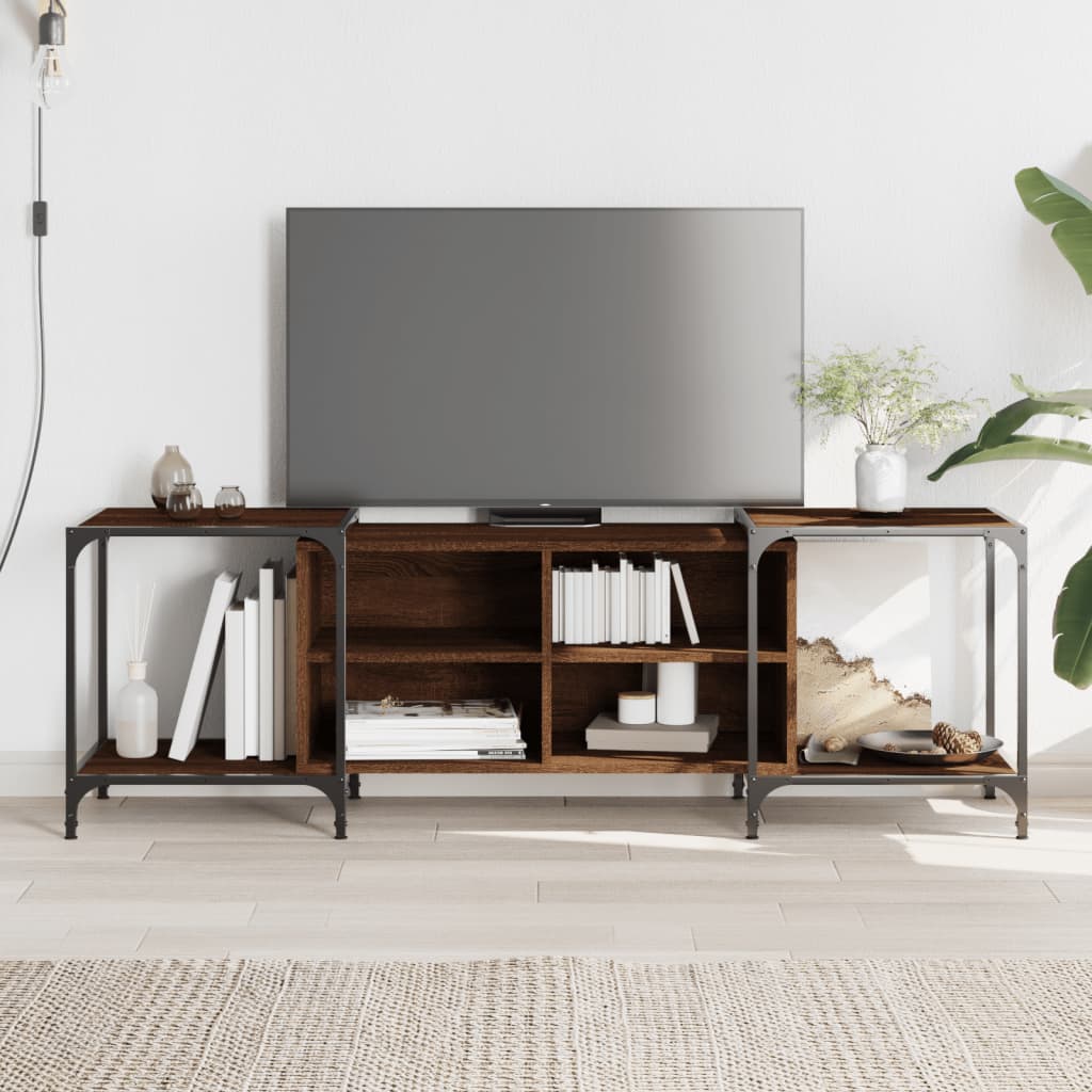 vidaXL tv-bord 153x37x50 cm konstrueret træ brun egetræsfarve