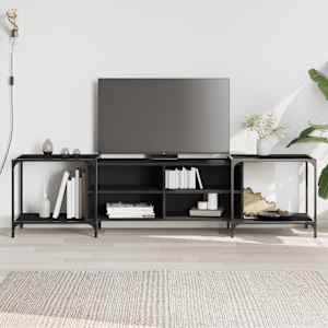 TV skříňka černá 203 x 37 x 50 cm kompozitní dřevo - obrázek 1