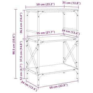 Knihovna se 3 policemi černá 59 x 35 x 90,5 cm kompozitní dřevo - obrázek 9