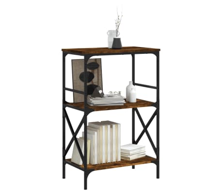 vidaXL Βιβλιοθήκη 3 Επιπέδων Καπνιστή Δρυς 59x35x90,5 εκ Επεξεργ. Ξύλο