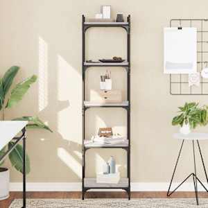 Knjižna omara 5-nadstropna siva sonoma 40x30x154 cm inž. les