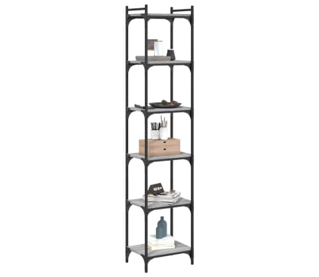 vidaXL Bibliotecă cu 6 niveluri gri sonoma 40x30x188 cm lemn prelucrat