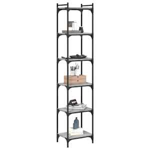 vidaXL Bibliotecă cu 6 niveluri gri sonoma 40x30x188 cm lemn prelucrat