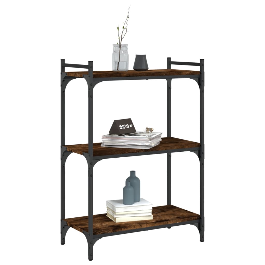 vidaXL Boekenkast 3-laags 60x30x86 cm bewerkt hout gerookt eikenkleur afbeelding
