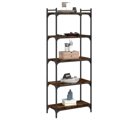 vidaXL Boekenkast 5-laags 60x30x154 cm bewerkt hout gerookt eikenkleur