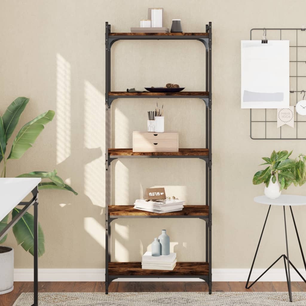 vidaXL Bücherregal 5 Böden Räuchereiche 60x30x154 cm Holzwerkstoff