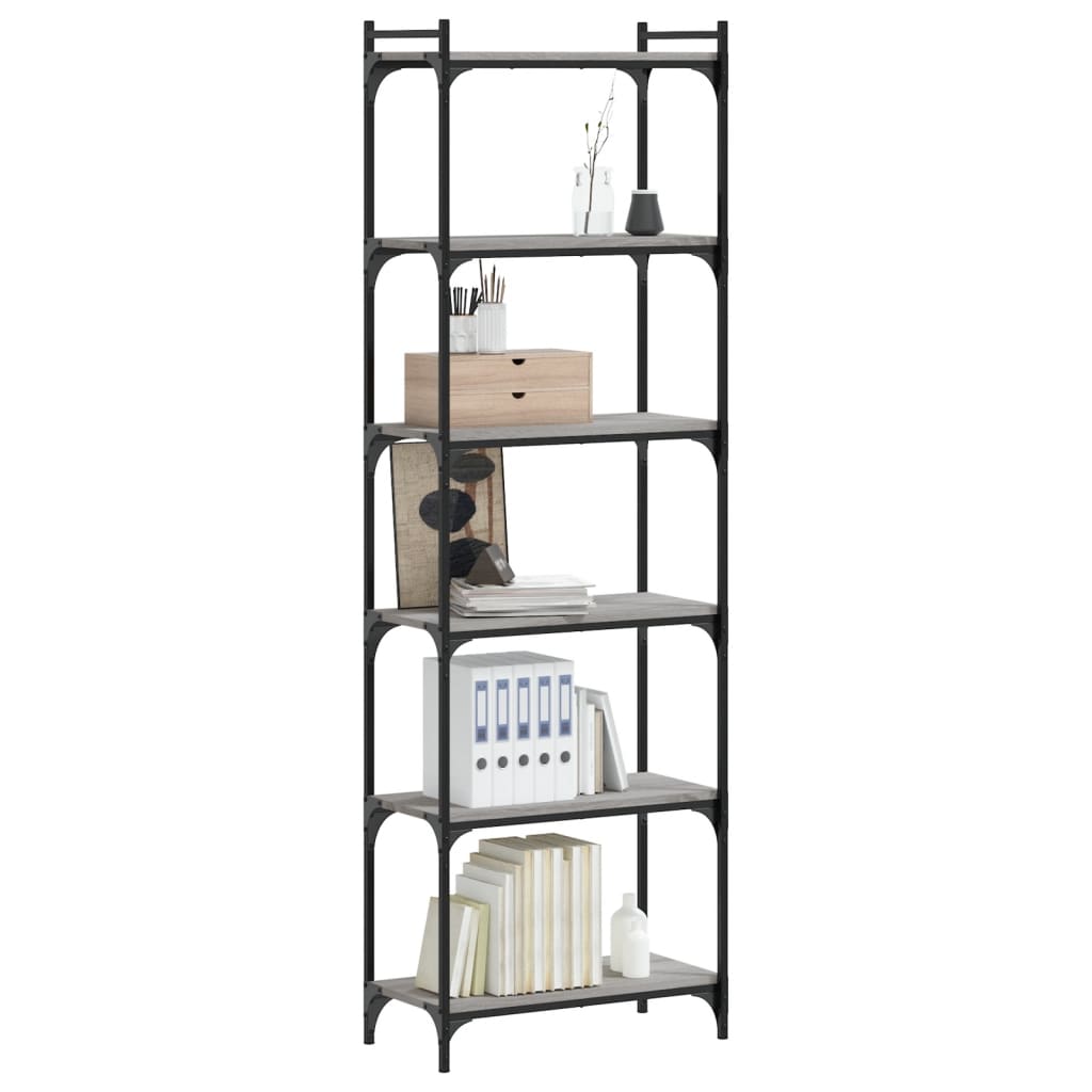vidaXL Boekenkast 6-laags 60x30x188 cm bewerkt hout grijs sonoma afbeelding