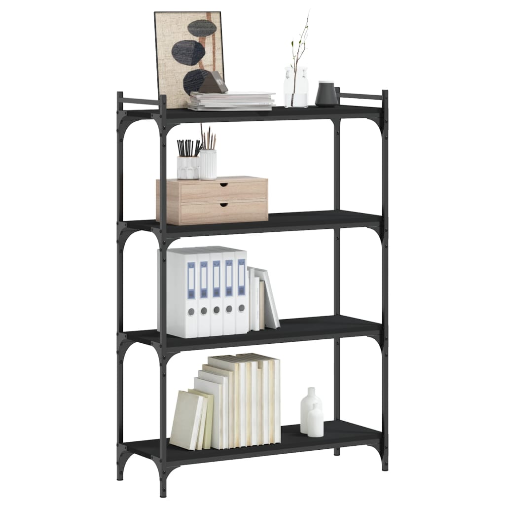 vidaXL Boekenkast 4-laags 80x30x120 cm bewerkt hout zwart afbeelding